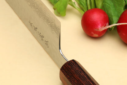 Yoshihiro VG-10 46 Layers Hammered Damascus Nakiri Japanese Vegetable Knife (6.5'' (165mm)) (Rosewood Handle)