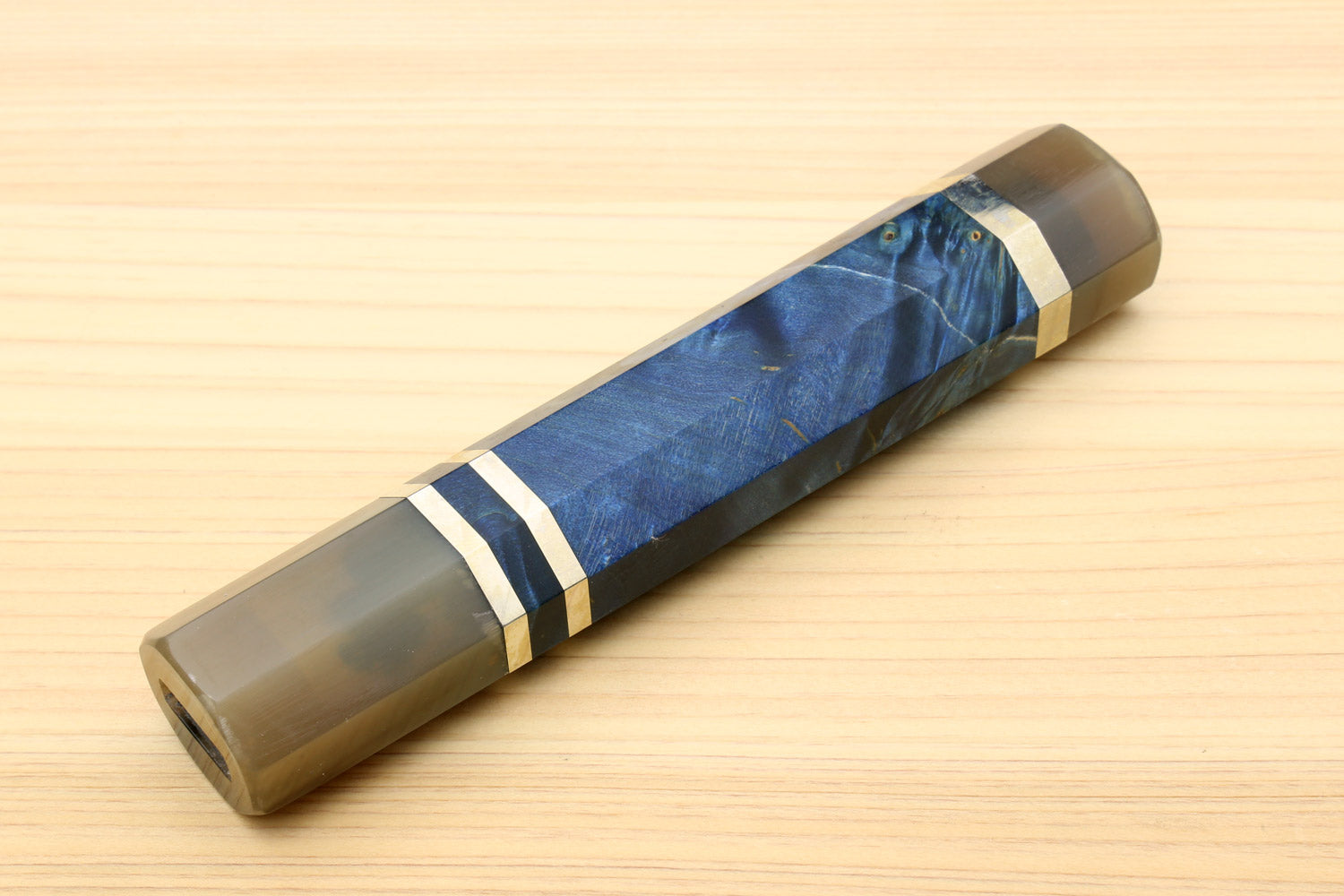 Yoshihiro Ocean Blue Handle with Water Buffalo Horn Bolster for Nakiri Vegetable Knife