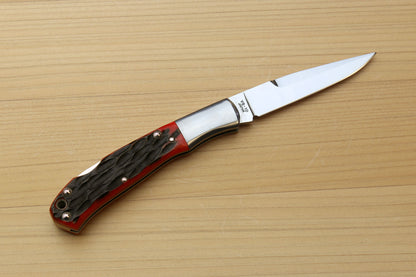 Moki VG-10 Stainless Steel Mirror Polished Lockback Folding Pocket Knife with Red Jigged Bone (Size: Small)