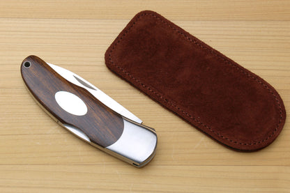 Moki VG-10 Stainless Steel Mirror Polished Lockback Folding Pocket Knife with Ironwood Handle and Abalone Inlay