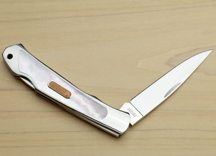 Moki ATS-34 Stainless Steel Mirror Polished Lockback Folding Pocket Knife with Abalone Inlay (TYPE F)