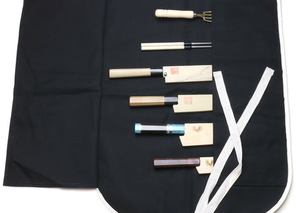 Yoshihiro Japanese Knife Cotton Pouch Bag Black Color (6 Slots)