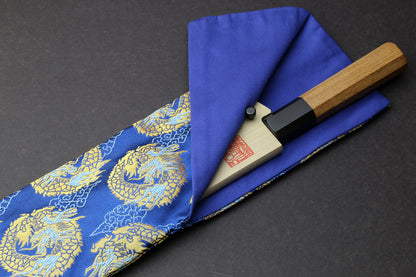 Yoshihiro Japanese Knife Pouch Bag (Blue & Gold Dragon Pattern)