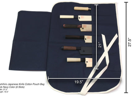 Yoshihiro Japanese Knife Cotton Pouch Bag Dark Navy Color (6 Slots)