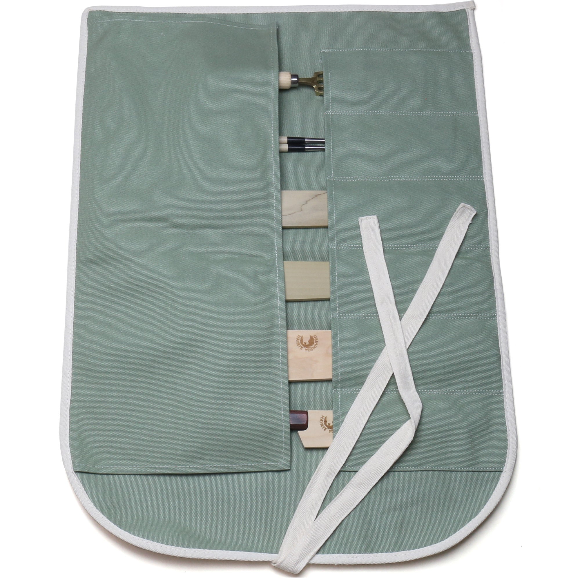 Yoshihiro Japanese Knife Cotton Pouch Bag Olive-Green Color (6 Slots)