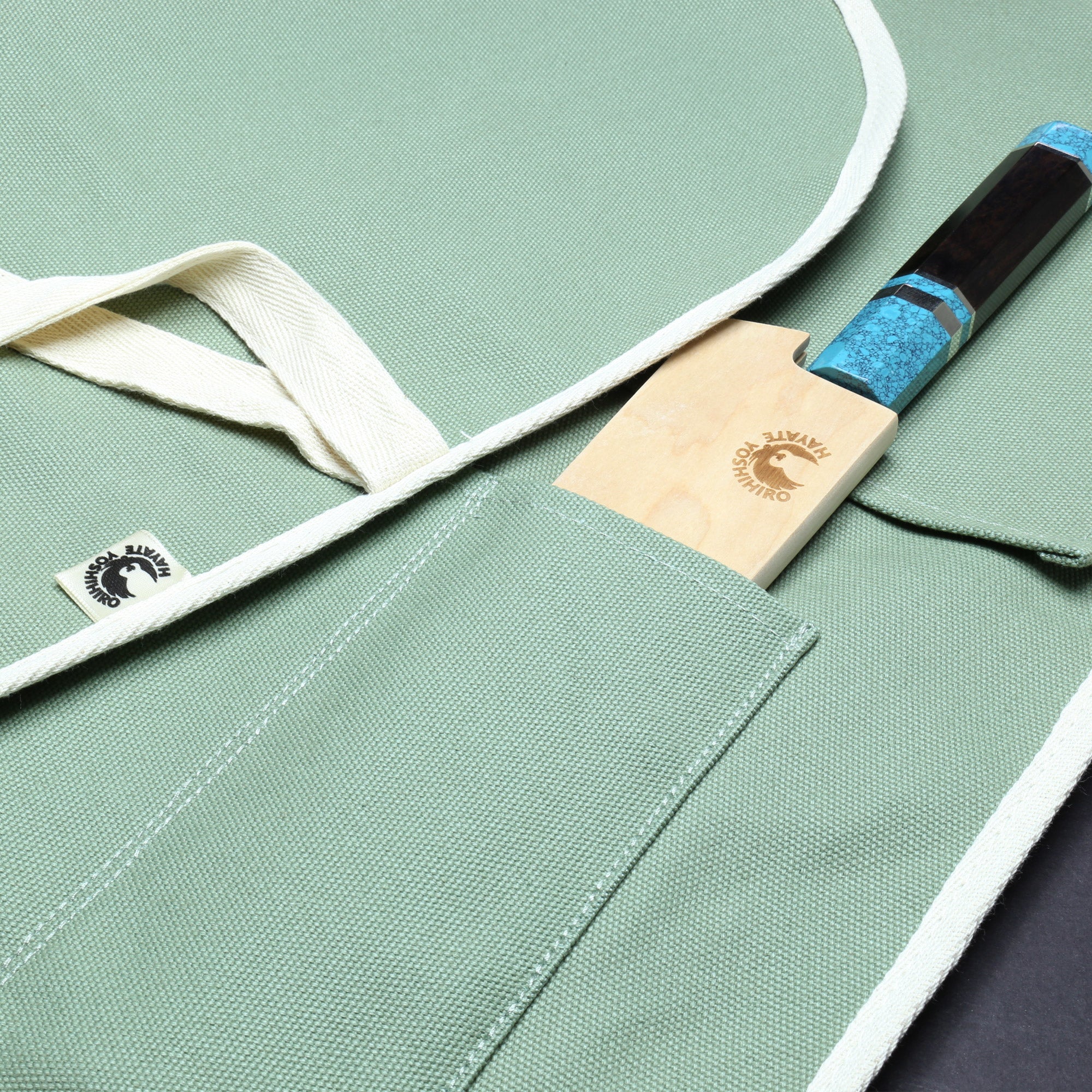 Yoshihiro Japanese Knife Cotton Pouch Bag Olive-Green Color (6 Slots)