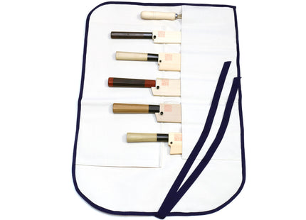 Yoshihiro Japanese Knife Cotton Pouch Bag White Color (6 Slots)
