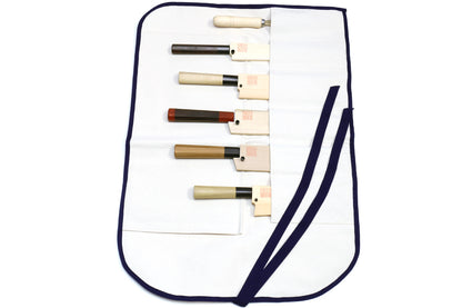 Yoshihiro Japanese Knife Cotton Pouch Bag White Color (6 Slots)