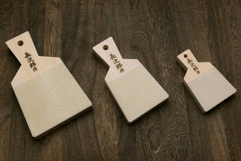 Japanese sharkskin grater blocks in three sizes: large, medium, small