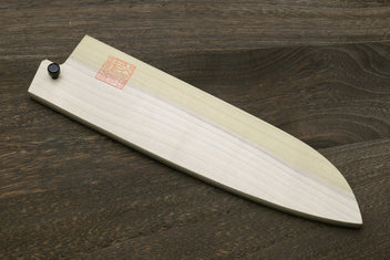 Natural magnolia wood santoku saya blade cover with end fastener pin