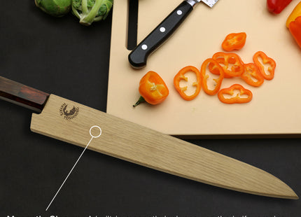 Yoshihiro Magnetic Oak Wood Saya Cover Blade Protector for Sujihiki Slicer