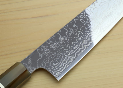 Yoshihiro Damascus SG2 (R2) Semi-Stainless Gyuto Chef Knife with Ocean Blue Handle (Blade Length 8.25" (210mm))