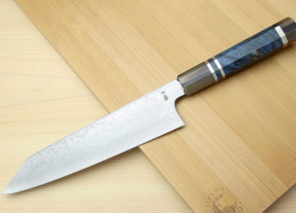 Yoshihiro Damascus SG2 (R2) Semi-Stainless Kiritsuke Chef Knife with Ocean Blue Handle (Blade Length 8.25" (210mm))