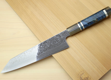Yoshihiro Damascus SG2 (R2) Semi-Stainless Kiritsuke Chef Knife with Ocean Blue Handle (Blade Length 8.25" (210mm))