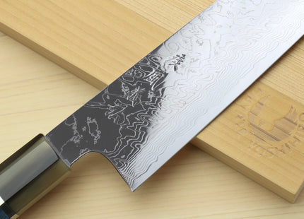 Yoshihiro Damascus SG2 (R2) Semi-Stainless Kiritsuke Chef Knife with Ocean Blue Handle (Blade Length 8.25" (210mm))