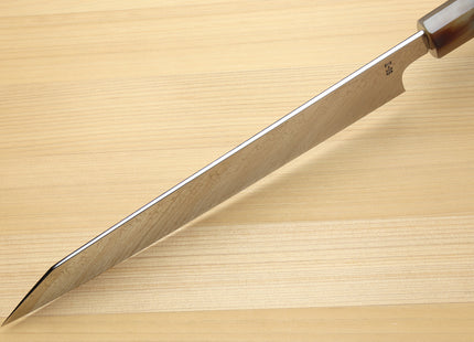 Yoshihiro Damascus SG2 (R2) Semi-Stainless Utility-Kiritsuke Chef Knife with Ocean Blue Handle (Blade Length 9.5" (240mm))