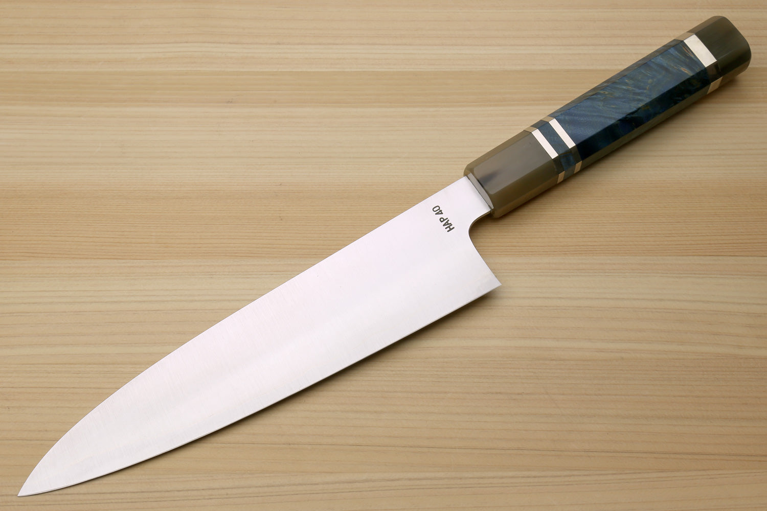 Yoshihiro HAP40 High Speed Stainless Steel Gyuto Chefs Knife with Ocean Blue Handle
