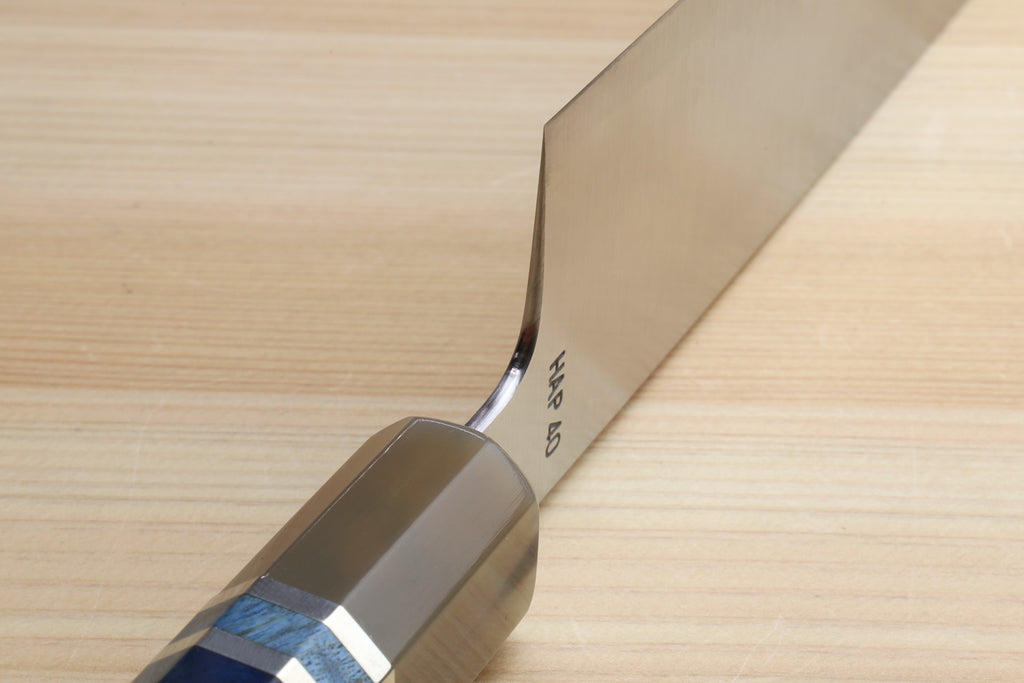 Yoshihiro HAP40 High Speed Stainless Steel Gyuto Chefs Knife with Ocean Blue Handle