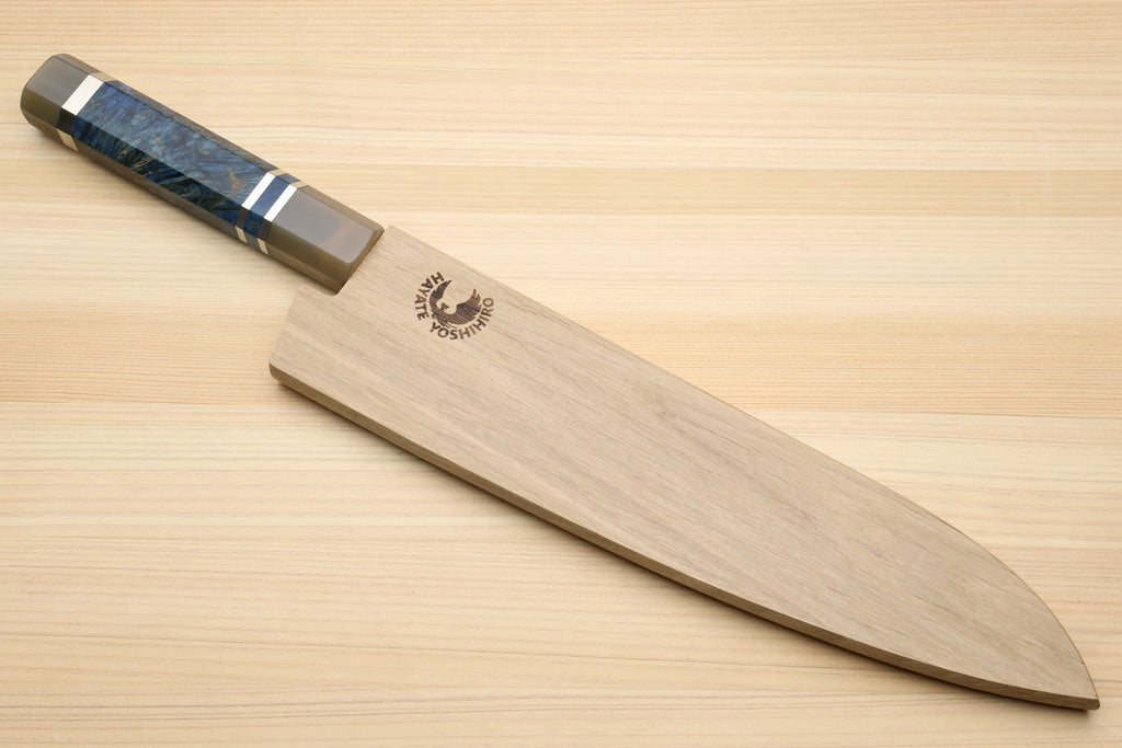 Yoshihiro HAP40 High Speed Stainless Steel Gyuto Chefs Knife with Ocean Blue Handle