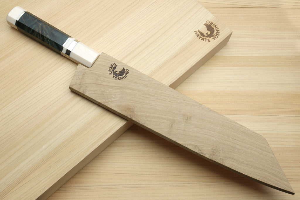 Yoshihiro HAP40 High Speed Stainless Steel Kiritsuke Multipurpose Chefs Knife Ocean Blue Handle with Alternative Ivory Bolster