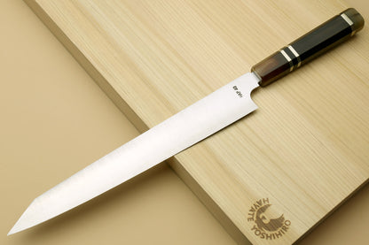 Yoshihiro HAP40 High Speed Stainless Steel Sujihiki-Kiritsuke Slicer Knife Octagonal Ebony wood Handle with Triple ring