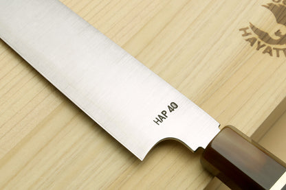 Yoshihiro HAP40 High Speed Stainless Steel Sujihiki-Kiritsuke Slicer Knife Octagonal Ebony wood Handle with Triple ring