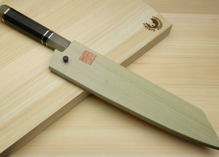 Yoshihiro HAP40 High Speed Stainless Steel Damascus Kiritsuke Multipurpose Chefs Knife, Octagonal Ebony Wood Handle with Triple Ring