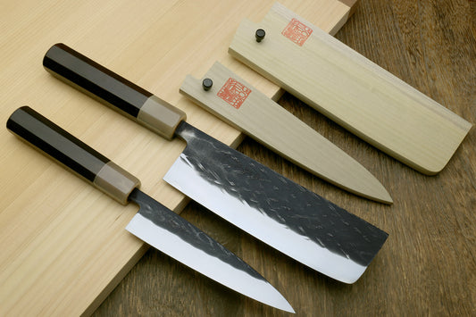 Yoshihiro Kurouchi Stainless Clad Nashiji High Performance SLD Nakiri & Petty 2pc Knife Set