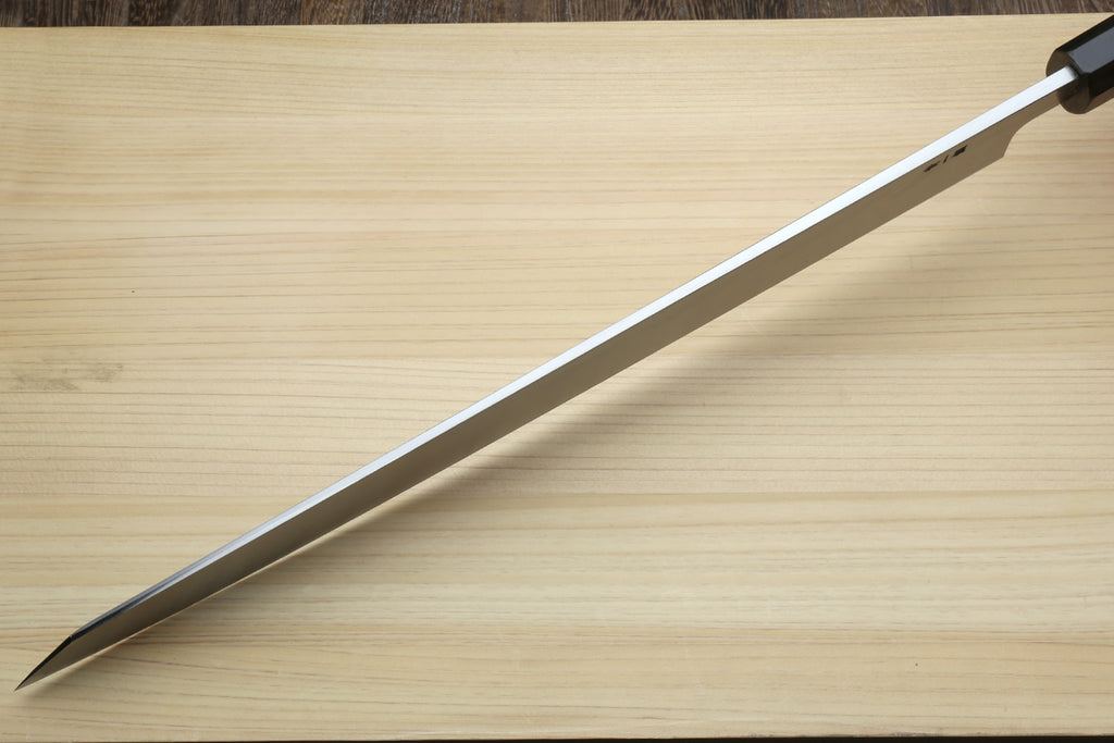 Yoshihiro Hayate Suminagashi Blue Steel #1 Yanagi Kiritsuke Sushi Sashimi Japanese Knife Ebony Handle