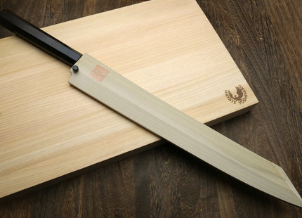 Yoshihiro Hayate Suminagashi Blue Steel #1 Yanagi Kiritsuke Sushi Sashimi Japanese Knife Ebony Handle