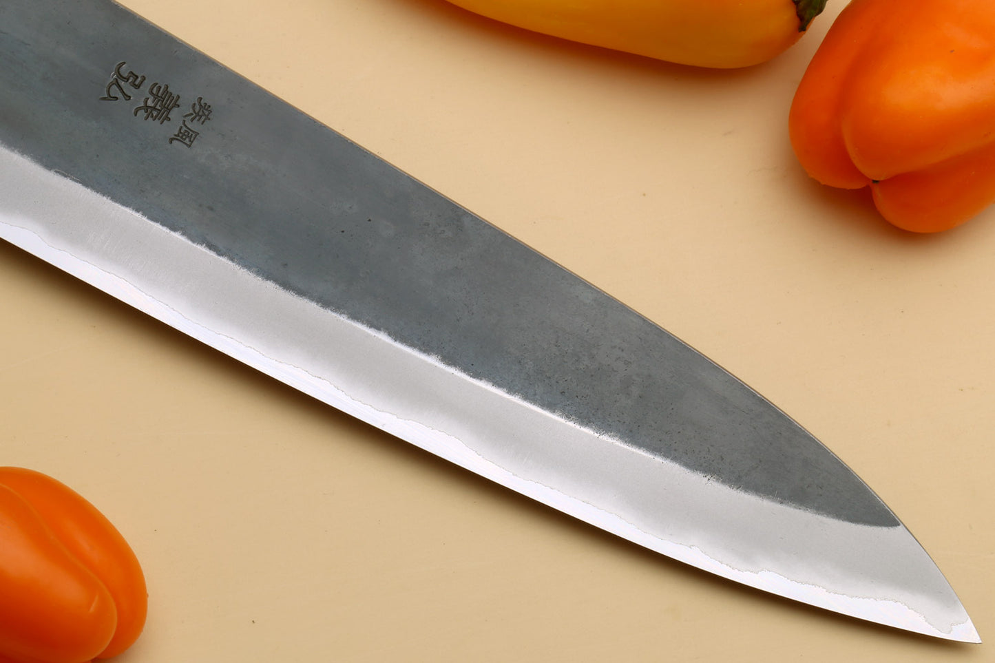 Yoshihiro Kurouchi Black-Forged Blue Steel Stainless Clad Gyuto Chefs Knife Kaede wood Handle