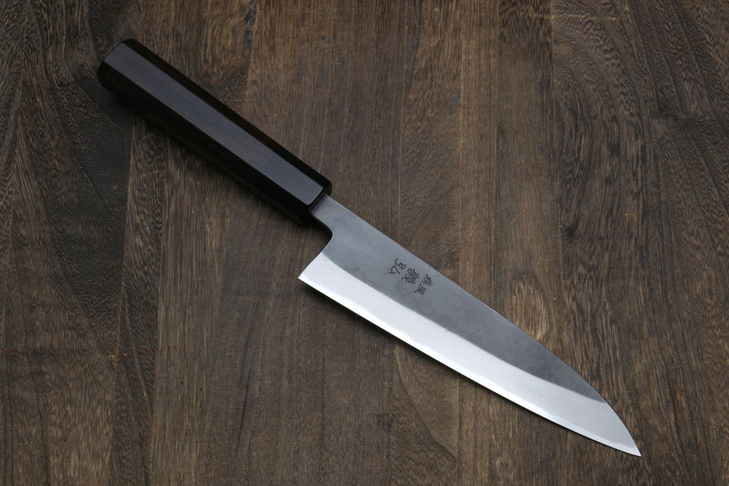 Yoshihiro Kurouchi Black-Forged Blue Steel Stainless Clad Petty Utility Knife Ebony wood Handle