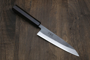 Yoshihiro Kurouchi petty utility knife with dark handle and stainless blade