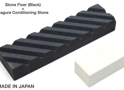 Yoshihiro Sharpening Stone Fixer (Black) & Nagura Conditioning Stone Set