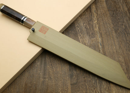Yoshihiro SVG-10 Semi-Stainless Steel Mirror Finished Single Edged Kiritsuke Multipurpose Japanese Knife Ebony Handle with Triple Ring