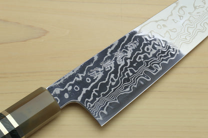 Yoshihiro Hayate ZDP-189 Super High Carbon Stainless Steel Damascus Gyuto Chef Knife Octagonal Ocean Blue Handle (Blade Length 210mm)