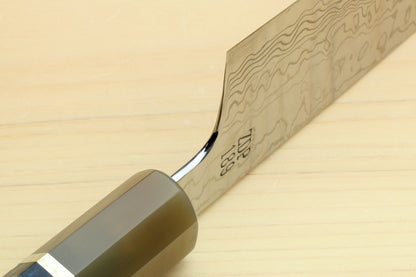 Yoshihiro Hayate ZDP-189 Super High Carbon Stainless Steel Damascus Gyuto Chef Knife Octagonal Ocean Blue Handle (Blade Length 210mm)
