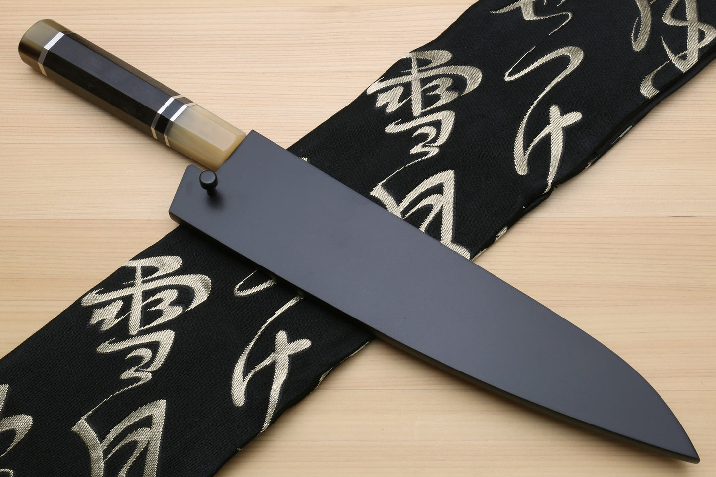 Yoshihiro Hayate ZDP-189 Super High Carbon Stainless Steel Suminagashi Gyuto Chef Knife Octagonal Ebony Wood Handle with Triple Ring