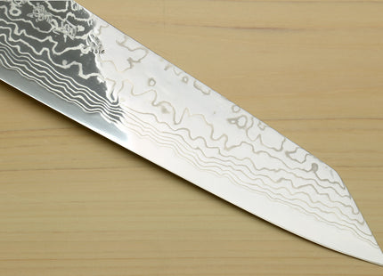 Yoshihiro Hayate ZDP-189 Super High Carbon Stainless Steel Damascus Kiritsuke Chef Knife Octagonal Ocean Blue Handle (Blade Length 210mm)