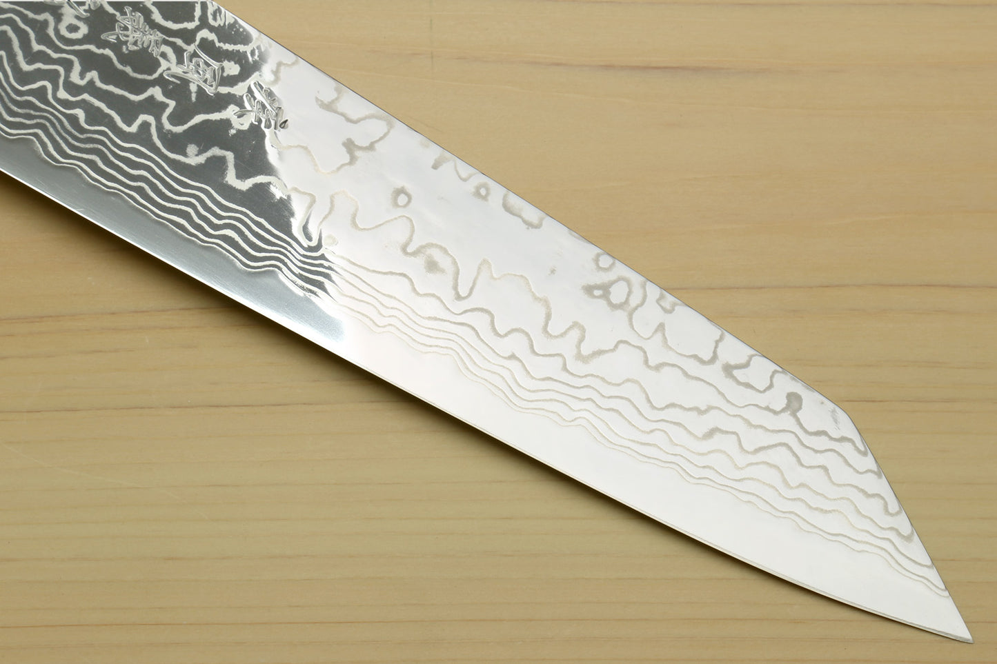 Yoshihiro Hayate ZDP-189 Super High Carbon Stainless Steel Damascus Kiritsuke Chef Knife Octagonal Ocean Blue Handle (Blade Length 210mm)