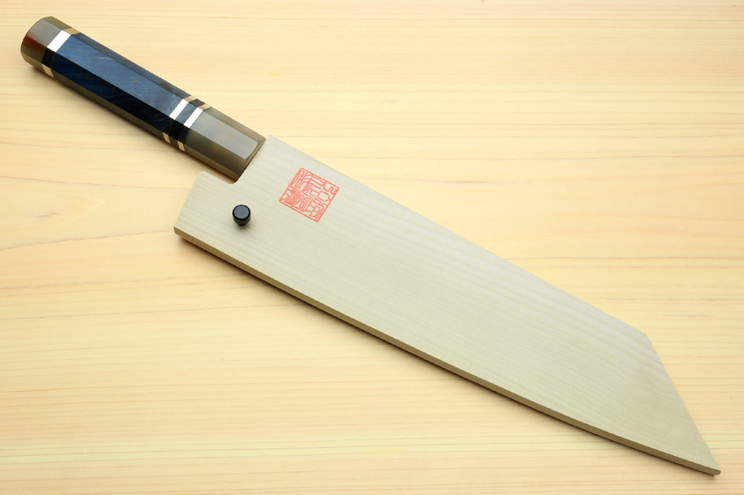 Yoshihiro Hayate ZDP-189 Super High Carbon Stainless Steel Damascus Kiritsuke Chef Knife Octagonal Ocean Blue Handle (Blade Length 210mm)
