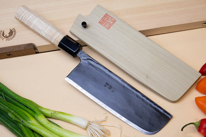 Yoshihiro Kurouchi High Carbon White Steel #2 Nakiri Japanese Vegetable Knife with Camphor Handle