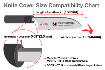 Santoku blade protector size compatibility diagram for Yoshihiro saya cover