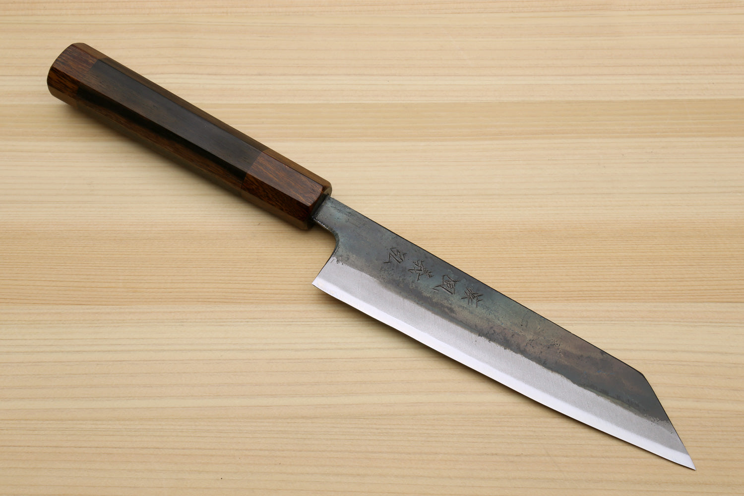 Yoshihiro Mizu Yaki Blue High Carbon Steel #1 Kurouchi Petty Kiritsuke Japanese Utility Knife Ebony Handle