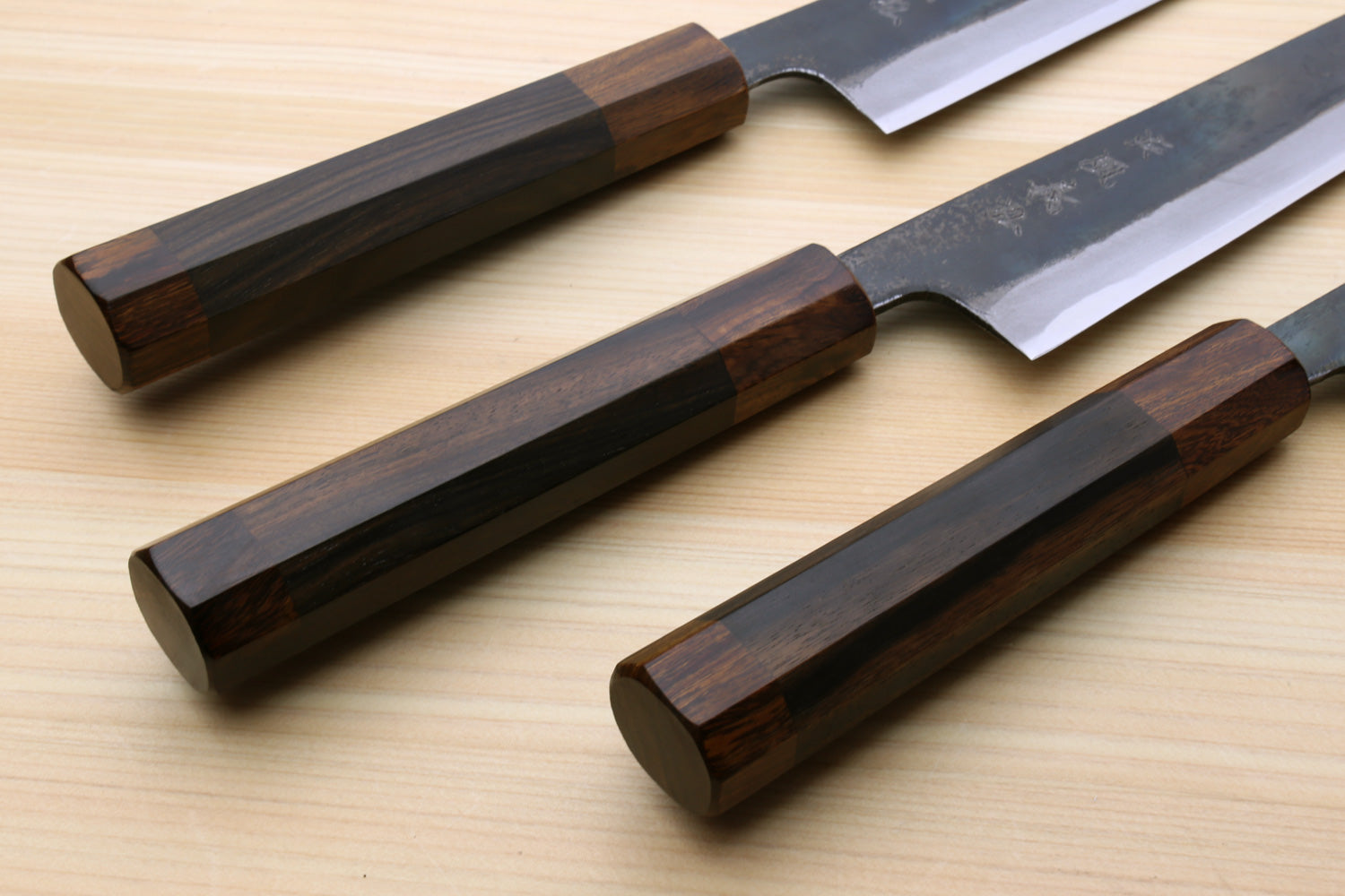 Yoshihiro Mizu Yaki Blue High Carbon Steel #1 Kurouchi Petty Kiritsuke Japanese Utility Knife Ebony Handle