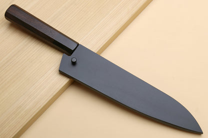 Yoshihiro Mizu Yaki Blue High Carbon Steel #1 Kurouchi Utility-Kiritsuke Japanese Knife Shitan Handle - Blade Length: 7"(180mm)