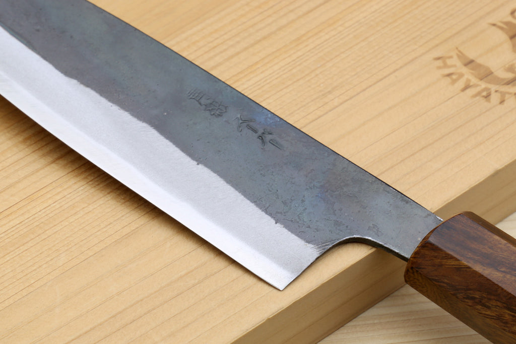 Yoshihiro Aogami Super Blue High Carbon Steel Kurouchi Petty Utility Knife with Ebony Handle