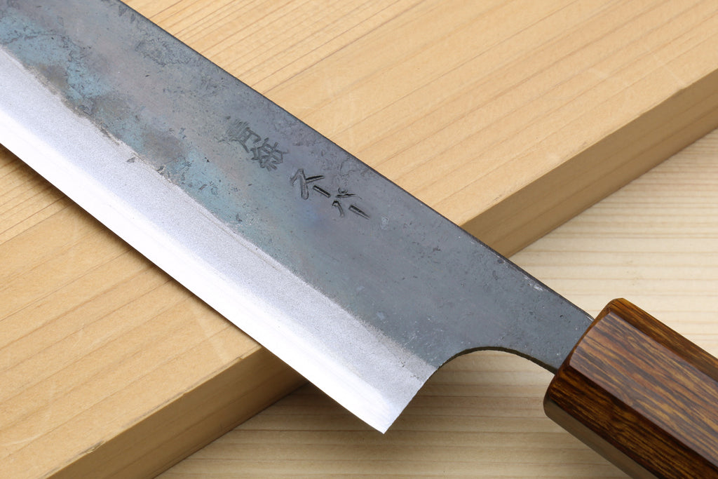 Yoshihiro Aogami Super Blue High Carbon Steel Kurouchi Petty Kiritsuke Utility Knife Ebony Handle
