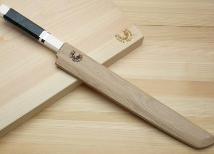 Yoshihiro Ginsan Mirror Polished Stain Resistant Steel Sakimaru Takobiki Sushi Sashimi Slicer with Ocean Blue Handle with Ivory Bolster — Blade Length 11.8" (300mm)