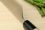 Yoshihiro White Steel #1 Stainless Clad Nakiri Vegetable Knife with Magnolia Wood Handle